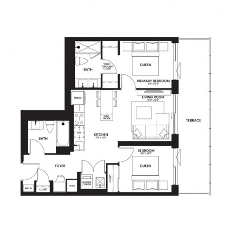 floor plan of the upper level of a 4 bedroom floor plan