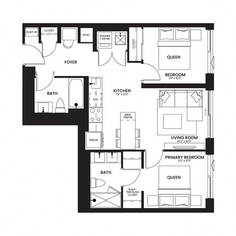 a floor plan of a residence with an open floor plan