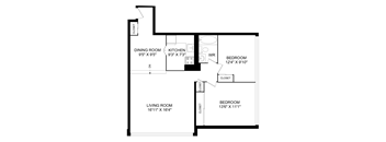 a floor plan of a house with a bedroom and a living room