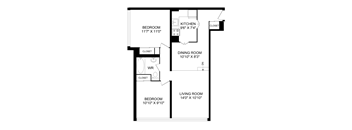 a floor plan of a house with a bedroom and a living room