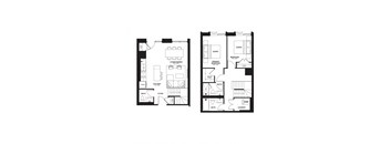 a floor plan of two different floors of a house