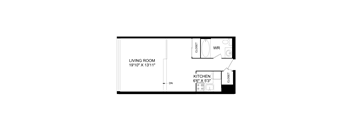 a floor plan of a small house with a bedroom and a living room
