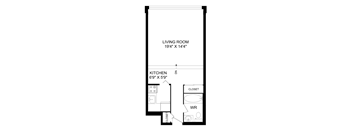 a floor plan of a small house with a bedroom and a living room