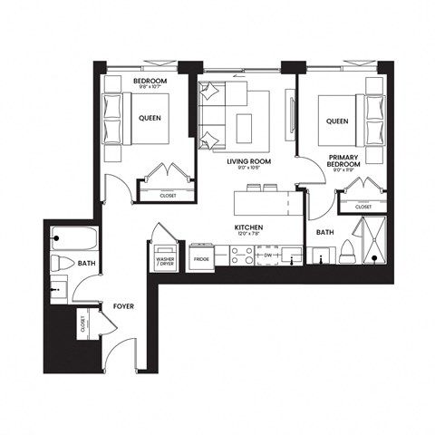 a floor plan of a residence with an open floor plan