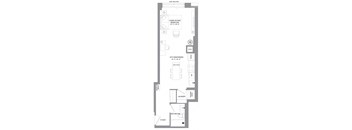 a floor plan of a small house with a kitchen and a living room