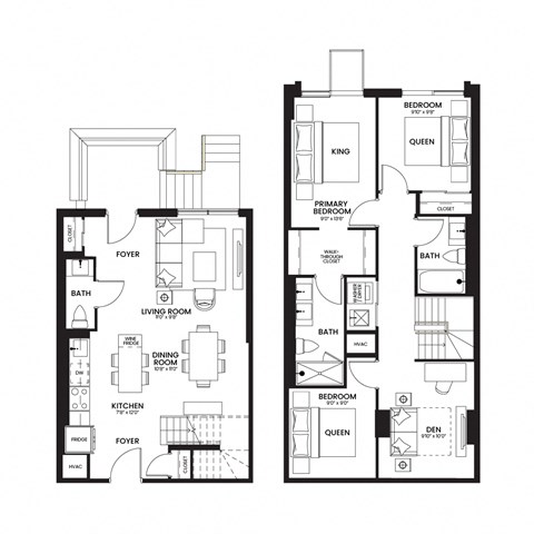 two floor plans of different rooms of a house