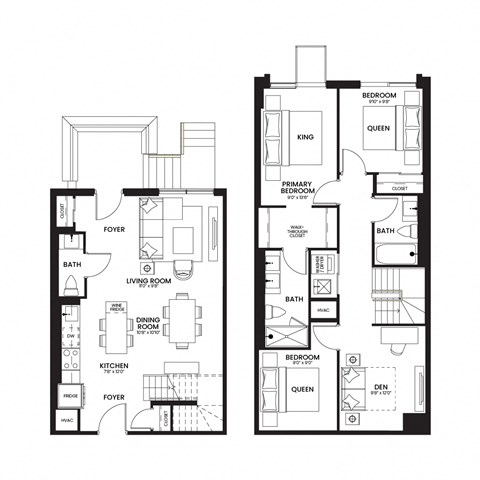 two floor plans of a house with different layouts