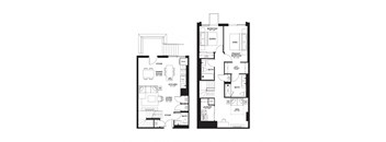 two floor plans of a house with different layouts of rooms and a staircase