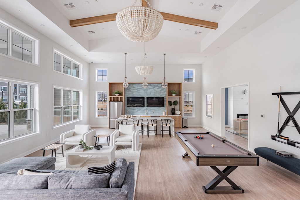 Club Room with Billiards at Glen Oaks Luxury Apartments in Wall Township, NJ