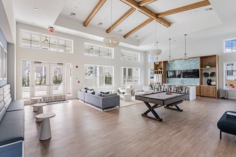 Club Room with Billiards at Glen Oaks Luxury Apartments in Wall Township, NJ
