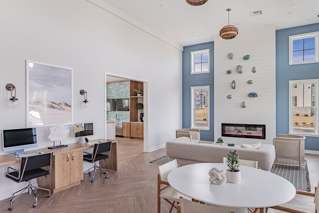 Fireside Business Lounge at Glen Oaks Luxury Apartments in Wall Township, NJ