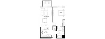 827 square foot one bedroom one bath. 1B