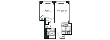 One Bedroom Floor Plan at The Balton Affordable Apartments in New York City