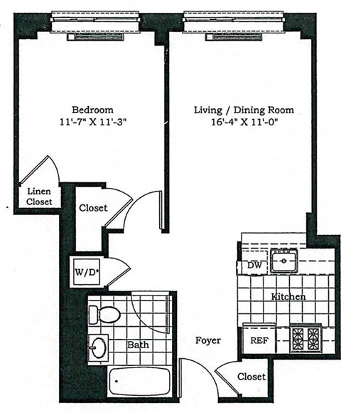 One Bedroom Floor Plan at The Balton Affordable Apartments in New York City