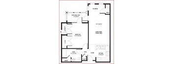 One Bedroom Floor Plan at Courtyard at Chester Village Senior Apartments in Chester VA