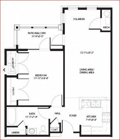One Bedroom Floor Plan at Chester Village Senior Apartments in Chester VA