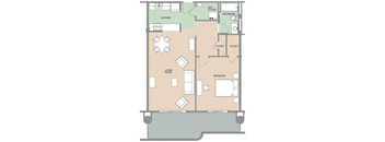 One Bedroom Floor Plan at River Commons Affordable Apartments in Norwalk CT