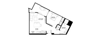 788 sf one bedroom one bath at The Chandler NoHo Apartments in North Hollywood, CA