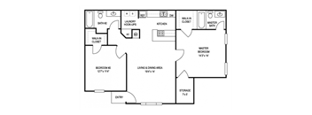 Two-Bedroom Floor Plan at Stoddert Place Affordable Apartments in Pensacola FL