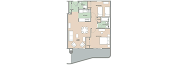 Two Bedroom Floor Plan at River Commons Affordable Apartments in Norwalk CT