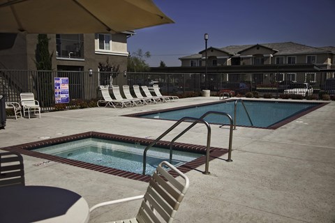 Pool Deck & Spa at Valley Oaks Affordable Apartments in Tulare CA