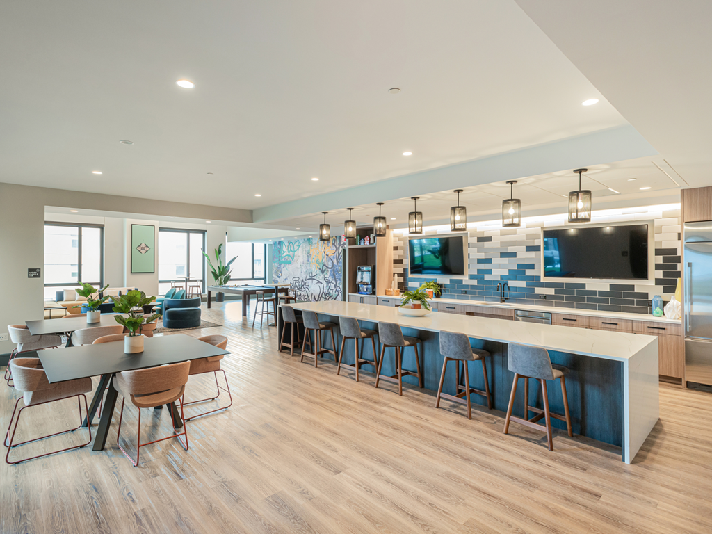 Demonstration Kitchen at One East Harlem Luxury Apartments in East Harlem, NY