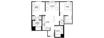 Two Bedroom Floor Plan at The Chandler NoHo Apartments in North Hollywood, CA