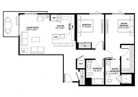 1154 two bedroom two bath apartment at The Chandler NoHo Apartments in North Hollywood, CA