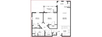 Two Bedroom Floor Plan Courtyard at Chester Village Senior Apartments in Chester VA