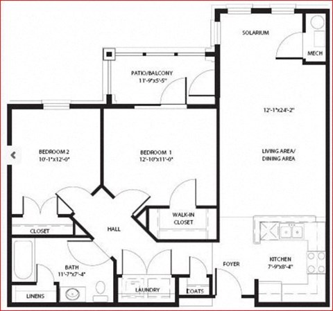 Two Bedroom Floor Plan at Chester Village Senior Apartments in Chester VA