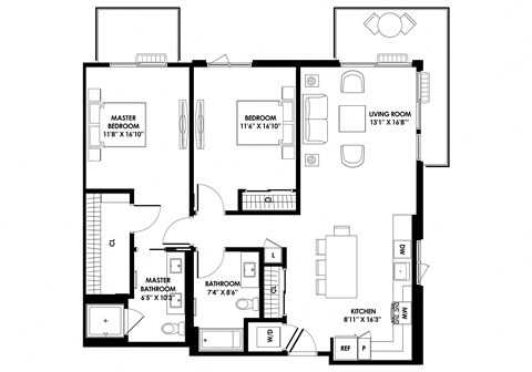 1253 SF Two-Bedroom- Two Bath at The Chandler NoHo Apartments in North Hollywood, CA