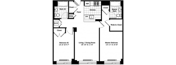 Two Bedroom Floor Plan at The Balton Apartments in NYC