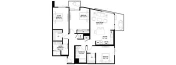 1580 SF three bedroom two bath apartments at The Chandler NoHo Apartments in North Hollywood, CA