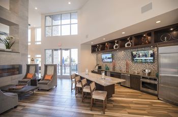 Demo Kitchen and Coffee Bar at Parc at White Rock Luxury Apartments in Dallas, TX