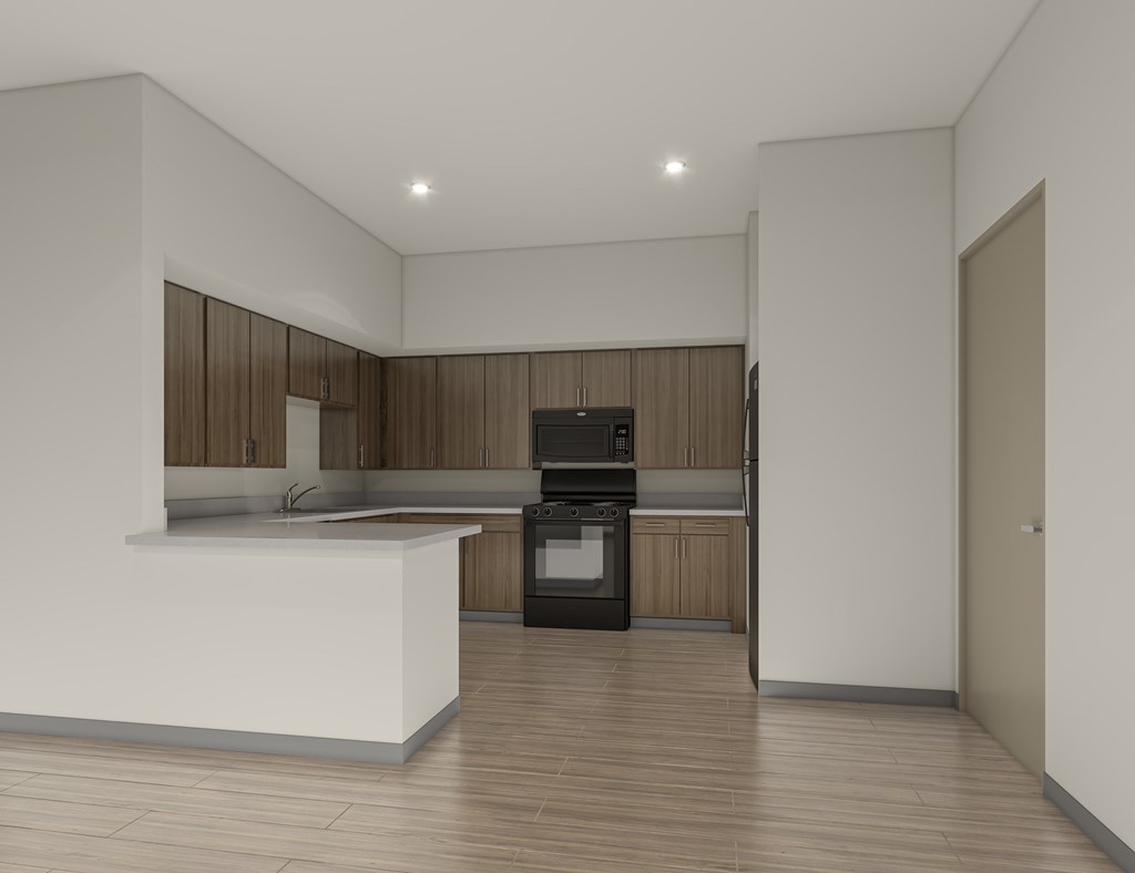 Modern Kitchens at Lakeland Affordable Apartments in Santa Fe Springs, CA