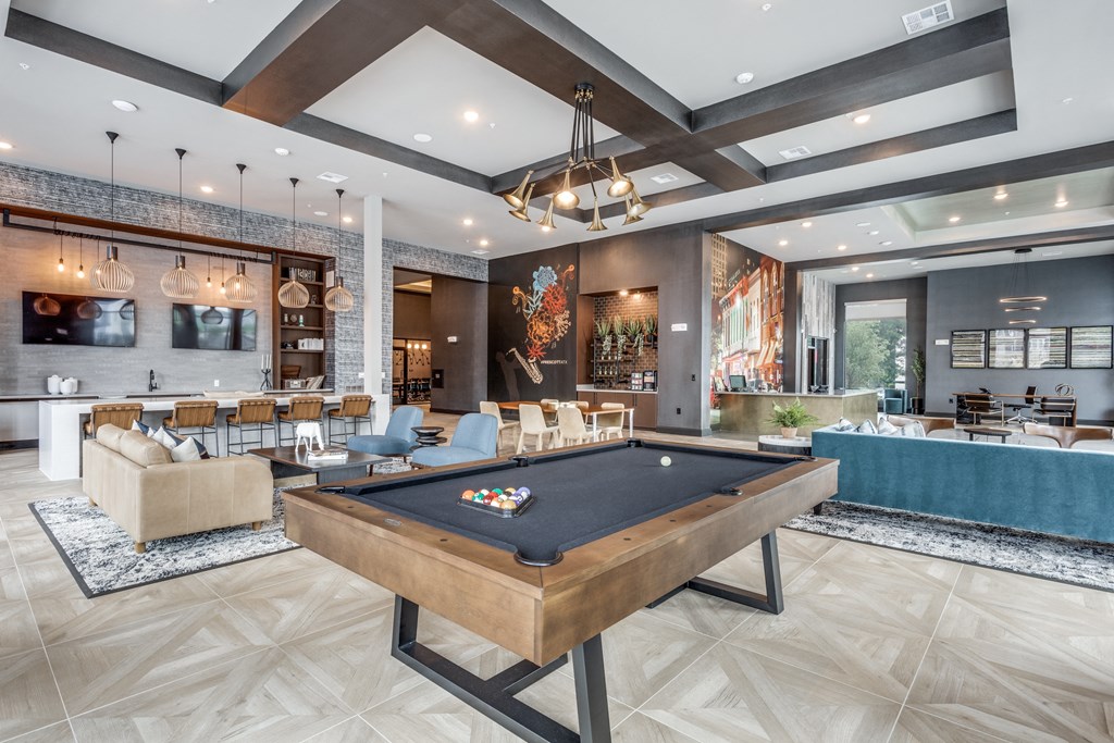 Clubhouse with Billiards at The Prescott Luxury Apartments in Austin, TX
