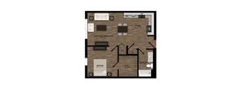One Bedroom Floor Plan at The Landings Affordable Apartments in Homestead, Florida