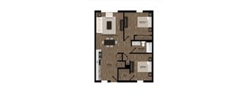 Two Bedroom Floor Plan at The Landings Affordable Apartments in Homestead, Florida