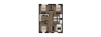 Three Bedroom Floor Plan at The Landings Affordable Apartments in Homestead, Florida