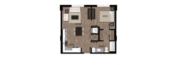 One Bedroom Floor Plan at Slate Seniorn Apartments in Miami FL