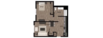 One Bedroom Floor Plan at The Retreat Affordable Apartments in Merced CA