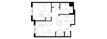 A black and white floor plan of a house with labeled rooms.