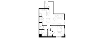 black and white apartment floor plan of the A7 | Wall Street Place