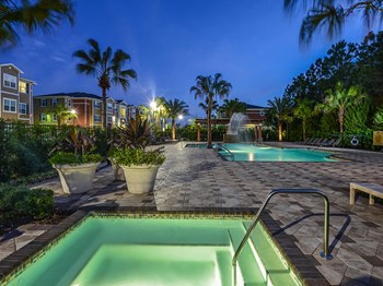 Resort-Style Pool Deck and Spa at The Amalfi Clearwater Luxury Apartments in Clearwater, FL - Photo Gallery 3