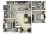 Two Bedroom Floor Plan at The Amalfi Clearwater Luxury Apartments in Clearwater, FL