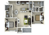 Two Bedroom Floor Plan at The Amalfi Clearwater Luxury Apartments in Clearwater, FL