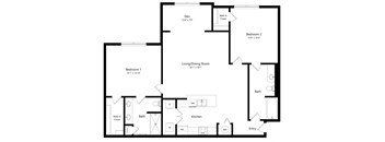 Two Bedroom Floor Plan at The Amalfi Clearwater Luxury Apartments in Clearwater, FL