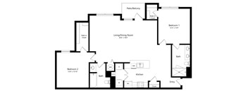 Two Bedroom Floor Plan at The Amalfi Clearwater Luxury Apartments in Clearwater, FL