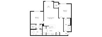Two Bedroom Floor Plan at The Amalfi Clearwater Luxury Apartments in Clearwater, FL