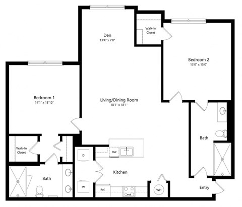 Two Bedroom Floor Plan at The Amalfi Clearwater Luxury Apartments in Clearwater, FL